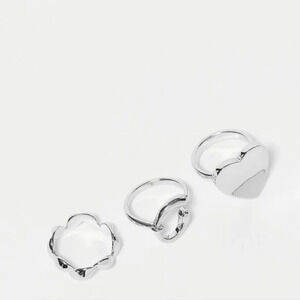 SVNX | 3-Pack Rings w/ Heart Details & Horseshoe in Silver sz 7